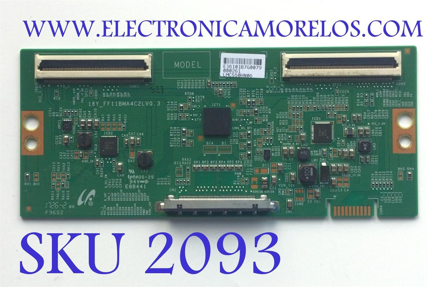 T-CON PARA TV JVC / NUMERO DE PARTE LJ94-38101B / 16Y_FF11BMA4C2LV0.3 / 32101B / PANEL C140-A550N-N02G / MODELO SI55FS